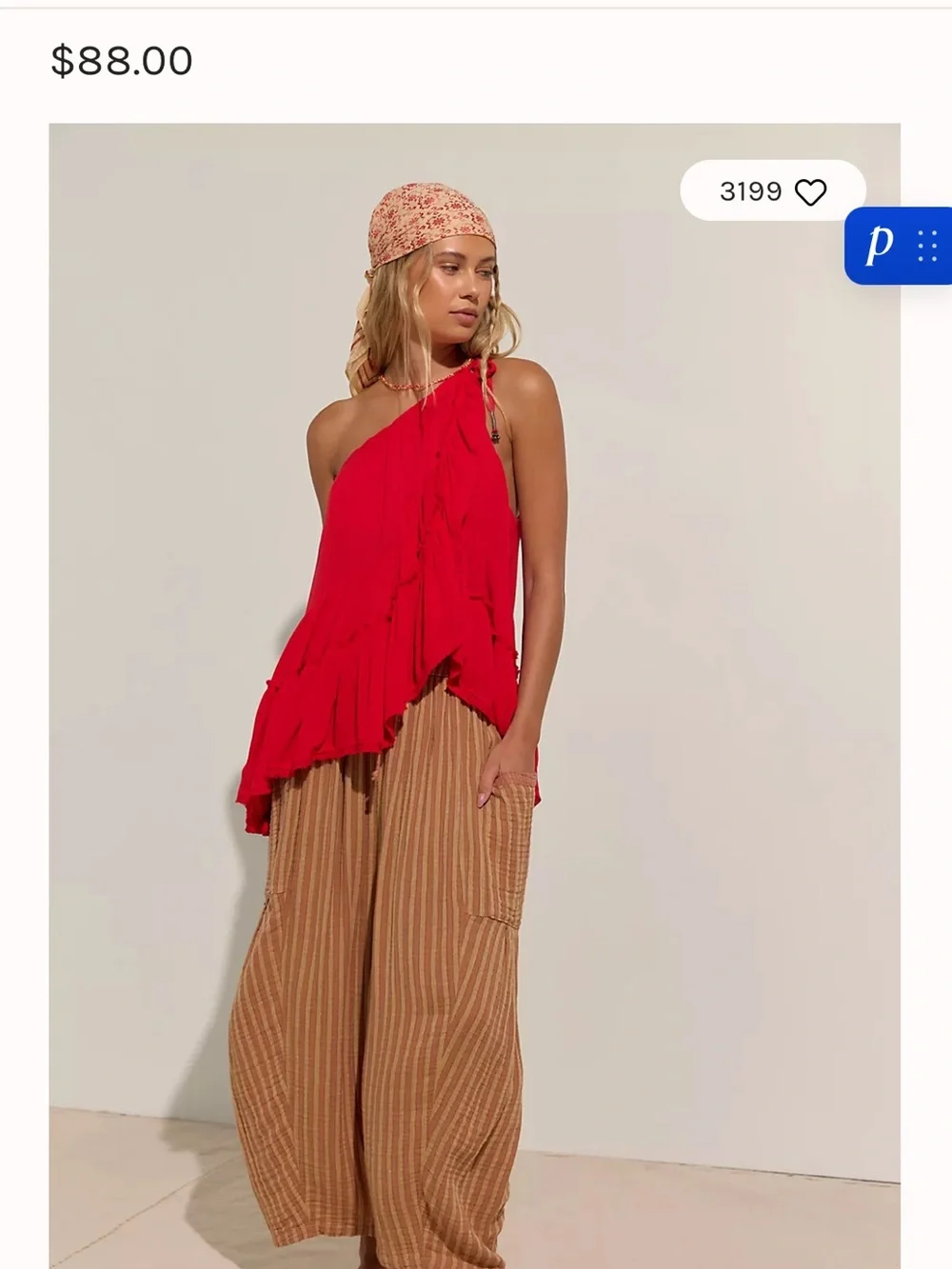 One-Shoulder Red Ruffle set worn 1x